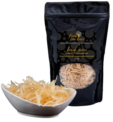 From the Trees Irish Sea Moss Gold - Roh, Wild Geerntete & Sonnengetrocknete Meeresalgen - Vegane Pflanzliche Gelatine, Emulgator, Verdickungsmittel für Algensalat & Smoothies (100 g)
