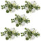 IMIKEYA 5St Kerzengirlande Kerzenkranz Serviettenringe aus Eukalyptus Kerzenhalter Tischdeko Veranstaltungsdekoration Kerzenständer-Blumenkranz Hochzeitskerzenringe Kränze Seidentuch Weiß