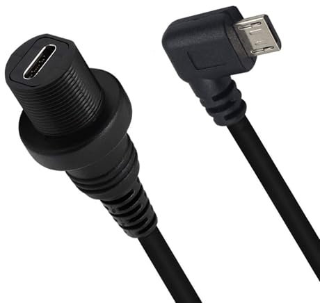 Hxyxbnhno Câble USB 3.1 USB C femelle vers 5 broches mâle à angle droit pour tableau de bord de voiture, camion, bateau, moto, 30 cm
