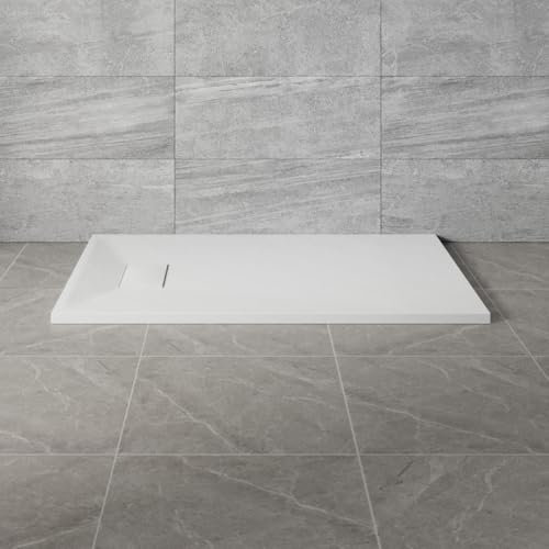 NRG 1200x700mm White SMC Rectangle Shower Tray Slip-Resistance Bathroom Shower Enclosure Base Tray