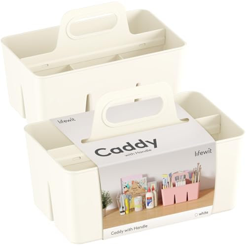 Lifewit Kunststoff Aufbewahrungsbox Korb Organizer mit Griff, Sortierboxen für Stifte Kinder/Toilettenartikeln Kosmetik im Badezimmer/Schrank Unterschiedliche Küche, Weiß, 2 Stück