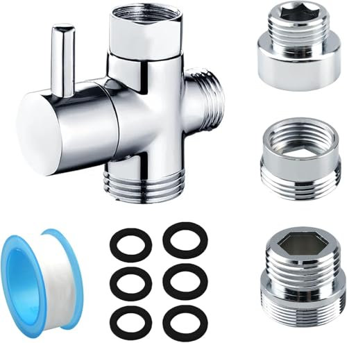 Aupawdy Shower Diverter Valve, Shower Attachment for Bath taps Shower Head Adapter Diverter ValveAdapter Replacement Part for Kitchen or Bathroom Sink Faucet Mental Adapter