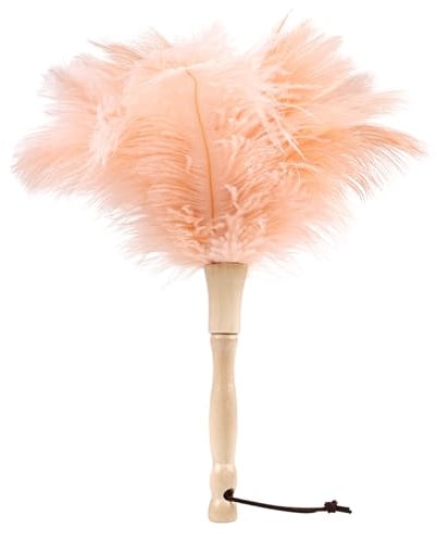 MehelloFeather Ostrich Feather Duster 12 Inch Handheld Duster Supplies, Wooden Handle Feather Duster for Cleaning Keyboard Home Car Office (Champagne)