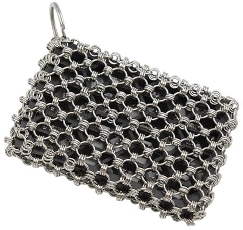 Raypontia Pulitore a catena in ghisa, scrub in acciaio inox per pentole | spazzola da cucina in acciaio inox | strumento di pulizia in ghisa, spazzola in metallo per padella