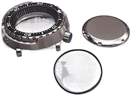 CHFYIJYHM Caja de reloj de buceo de atún plateado resistente al agua 20ATM Caja de cristal de zafiro Compatible con Seiko NH35 NH36 Movimiento Reloj Reparación Caja de reloj Bisel(Solid Bottom Case,Ha