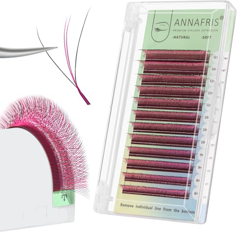 ANNAFRIS Extension de Cils 3D W (3D+Rose,0.07D,8-15mm) | Coloré Double Noyau W 3d Cils, Préfabriqué Bouquet Extension Cils Volume Russe W Lash