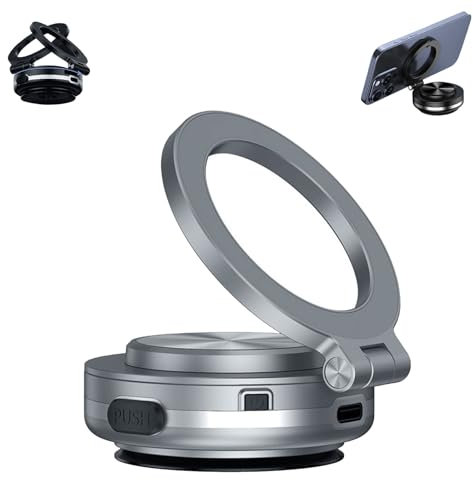 Komafuri Magnetic Mobile Phone Holder, 360 Rotatable Car Electric Suction Cup Vacuum Magnetic Phone Holder (Pro 360 2.0 Silver)
