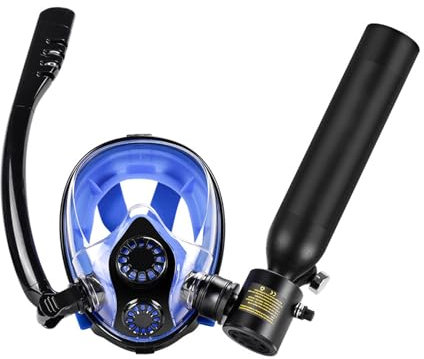 XGXHIN Máscara de Snorkel con Tanque de Aire, máscara de Buceo de Cara Completa, Mini Tanque de Buceo de 0,5 l, Sistema de respiración subacuática Que admite Entre 5 y 10 Minutos Aproximadamente