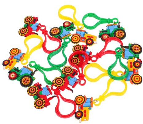 VICASKY 12 Pièces Accessoires De Véhicules Agricoles Faveur à Thème De La Ferme Mini Tracteur Porte-clés du Goody Porte-clés à Ressort Porte-clés De Camion Agricole Agricole PVC