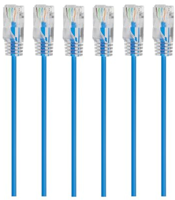 Mygatti Ultradünn/slim OD:2.8mm CAT 6 Ethernetkabel(6-Stück)-1m, flexibel UTP netzwerkkabel 1.0 Gbit/s,RJ45 blau LAN Kabel,für Heimnetzwerke,Modem,Router,Schaltkästen,Laptop,Drucker usw