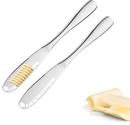 Westmark Buttermesser- & Dekoriermesser, 2 Stk. – Messer mit Wellenschliff & Schlitz-Struktur für Butterlocken, Garnieren, Schneiden – Silber, 15 cm