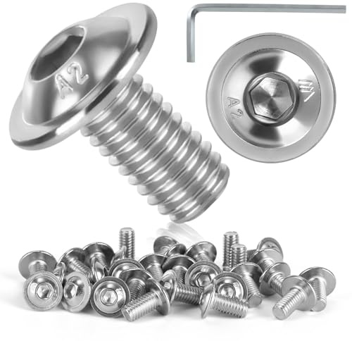 Lot de 30 Vis M6x12 mm, Boulons à Tête Demi-Ronde, Vis à 6 Pans Creux, Boulon en Acier Inoxydable, Vis Inox avec Clé Hexagonale, Filetage Complet, Idéale Pour Meubles Équipements Mécaniques