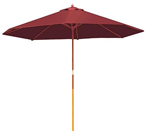 CWCQGH Sombrillas de Patio de 2,7 m/9 pies, sombrillas de Mesa para Exteriores y sombrillas de jardín con mástil de Madera, para terraza, Patio, Piscina y Playa.,Green,Red-A