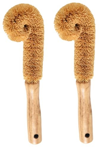 LAPYAPPE 2pcs Bottle Washing Brush and Cup Scrubber Set, 23x5.5cm Wood Handle, Oil-Resistant Water Bottle Cleaning Brush for Kitchen and Home Use