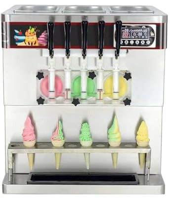Macchina commerciale per gelato con diversi gusti e ugelli, ideale per gelati, tè al latte e caffetterie