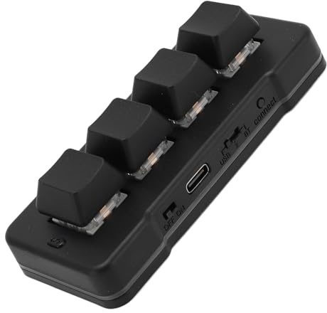ASHATA 4 Taste -Tastatur, Drahtlose Bluetooth und Wired USB -benutzerdefinierte Programmierbare Makro -Tastatur mit RGB -Hintergrundbeleuchtung für Telefoncomputertablet, Hot