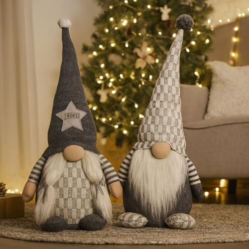 Online Fuchs Süßer Weihnachtswichtel mit XL Zipfelmütze & Knollnase, 65 cm groß - Deko Figuren Weihnachtsdeko für eine gemütliche Atmosphäre (2er Set)