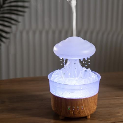Diffusor für ätherische Öle für Schlafzimmer, 7 Farben, Regen-Luftbefeuchter, Aroma-Diffusor für ätherisches Öl, Raumluftdiffusor für Zuhause, Timer, automatische Abschaltung (weiß)