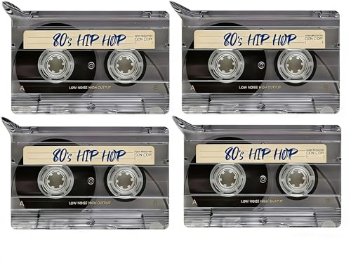 Funny Hip Hop Kassetten Kreditkarten Skin Aufkleber 4 Stück Trendy Vintage Klebeband Debitkarten Sticker für Most Transport Schlüssel Metro Bankkarten,Wasserdicht Haut Decal für Teenager Erwachsene