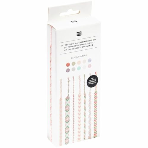 DIY Freundschaftsarmbänder Set, Pastel Colours,10 x 8 m Stickgarn in 10 verschiedenen Farben, 100 % Baumwolle, Neon 100% Polyester