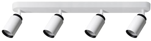 EDO Deckenstrahler GU10 MALGA DUO, 4 Flammig, Deckenlampe Weiß-Schwarze, Drehbar Spotbalken, Deckenleuchte Schwenkbar, Wandstrahler, Spot, Downlight, Lampe für Schlafzimmer, Küche, Wohnzimmer