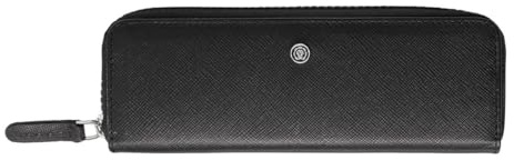 Cross AC308-1 Klassisches Doppel-Federmäppchen mit Reißverschluss für 2 Stifte, echtes Leder, schwarz