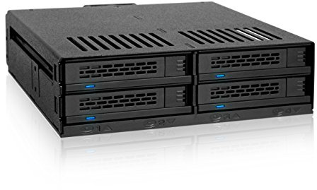 ICY DOCK 4X 2,5 SATA/SAS HDD/SSD Wechselrahmen mit schraubenlosen Trays in 5,25 Schacht - ExpressCage MB324SP-1B