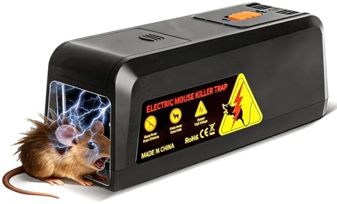 Yapasopu Trampas Eléctricas para Ratones para Interiores, 2 Opciones de Alimentación, Eficaz Trampa para Ratas, Trampa Eléctrica Sin Contacto, para Cocinas, Oficinas y Almacenes, Garajes