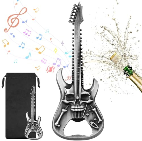 Skeleton Gitarre Bieröffner, Bier Flaschenöffner, Tragbare Kapselheber | Skeleton Gitarre Bier Flaschenöffner, Vatertag, Weihnachten, Geburtstag für Männer, Frauen, Gitarreliebhaber, mit Tasche