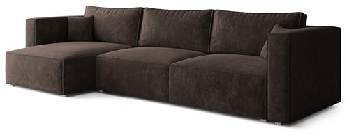 Masseno Ecksofa TOLMO LM mit Schlaffunktion L-Form, Glamour Sofa mit Bettkasten, Wohnzimmersofa, Couch, Soffa, Bettsofa, Couchgarnitur - Braun, LUMO 40