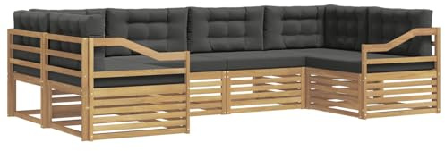 vidaXL Outdoor-Sofagarnitur 6 pcs Weiß und Anthrazit Polyester, Gartenmöbel, modernes Outsidesofa, modulares Set für die Terrasse, bequemes Lounge-Feeling
