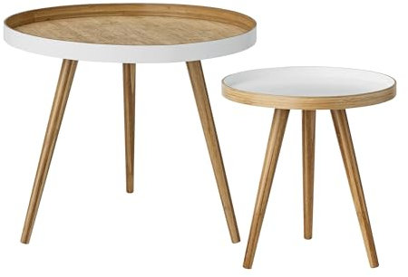 Bloomingville Beistelltische aus Bambus, Holz, Weiß, groß