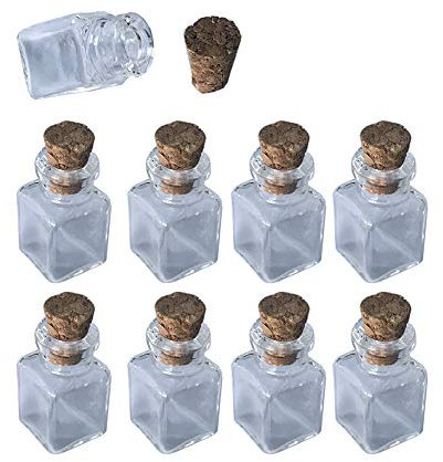 Mini Botellas de Vidrio Colgante Rectángulo Botellas Transparentes con Botellas de corcho Tarros para Encanto de Regalo 10 piezas (10, Rectángulo)
