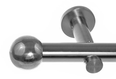 BASIT Gardinenstange mit Wandhalterung 240 cm lang Edelstahl Look im Set 1-läufige Gardinenstange Wandmontage Ø20mm Metall I 120-600 cm verfügbar H31