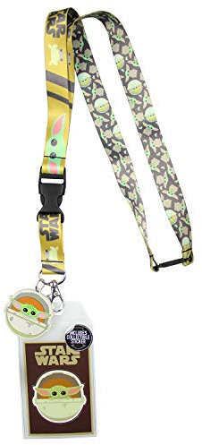 Porte-badge Star Wars The Mandalorian avec breloque en caoutchouc et autocollant de collection