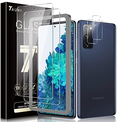 TAURI 4Pezzi Pellicola Vetro Temperato per Samsung Galaxy S20 Fe, 2 * Vetro Temperato Galaxy S20 Fe e 2 * Protezione Fotocamera Schermo Pellicola, HD Schermo Pellicola 9H,Strumento di Installazione