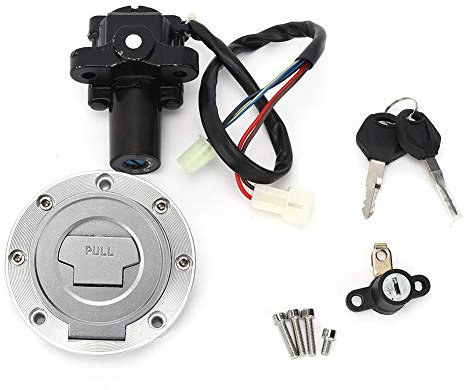 Qiilu Motorcycle Lock Set, Ignition Switch Fuel Gas Seat Lock Key Set Fit for YZF R6/ YZF R1/ FZ6/ FZ09/ FZ6R