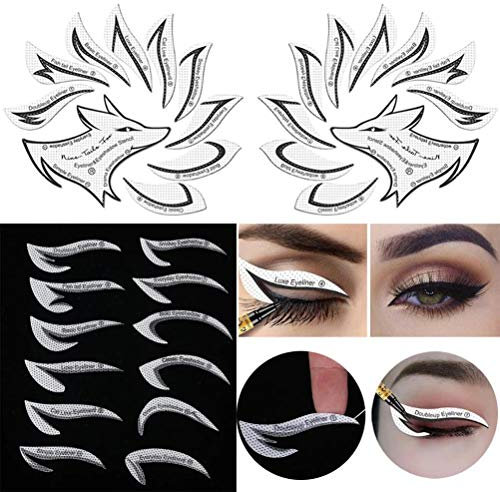 Kagodri Eye Makeup Template Stickers, 24pcs Template Eye Makeup Tools, Nine-tailed Fox Eyeshadow Eyeliner Makeup Tools