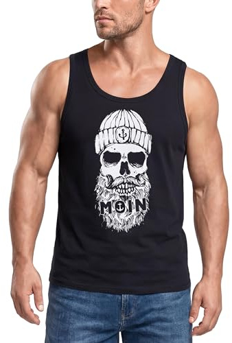 Neverless® Herren Tank-Top Moin Totenkopf Anker Skull Muskelshirt Muscle Shirt