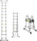 Lospitch 3.8M(1.9+1.9) M Aluminium Teleskopleiter klappbar Ausziehleiter mit Stabilisator Hochwertigem Klappleiter und Faltbaren Aluminiumleiter 150kg Belastbarkeit
