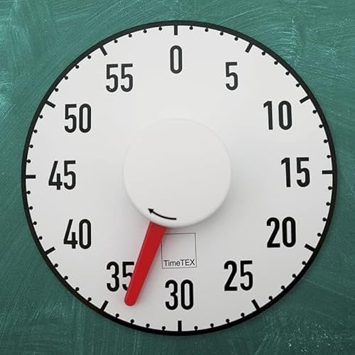 TimeTex Tafel-Zeitdauer-Uhr Automatik magnetisch - Durchmesser 19 cm - roter Zeiger - läuft ohne Batterien - 61976