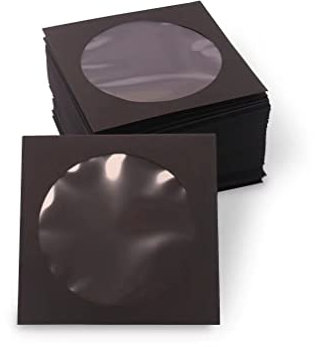 100pcs CD DVD Sleeves, White Paper CD DVD Sleeves Envelope Holder with Clear Window and Flap,120g Heavy Weight
