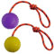 MMSGA 2 Pcs Ball on Rope Dog Toy，Hollow Rubber Ball on rope dog training，for Fetch, Catch, Throw and Tug of War，Not Suitable for Strong Chewing Power Dog (L, Purple+Yellow)