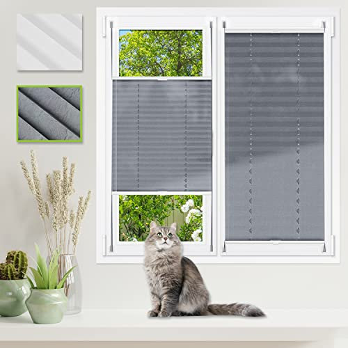 Plissee ohne Bohren Klemmfix Grau 75x130cm(BxH)
