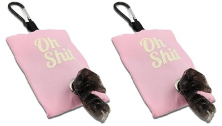 2 Stück Hundekotbeutelspender mit Clip, Hundekotbeutelhalter für Leinen, Hundekotbeutelspender, Hundekotbeutelhalter, leichter Stoff für Haustiere, Laufen, Wandern, Rosa