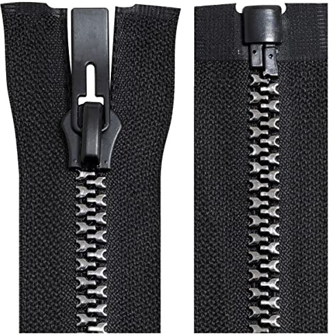 Aerzetix - C64192 - Cerniera Lampo iniettata separabile N°8 70cm autobloccante - tiretto Decorativo in Metallo - Colore Nero e Argento - Rete cursore merceria Abbigliamento Cucito