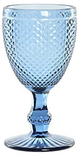 Generico Bibihome - Set da 6 calici in cristallo colore BLU di Item International finemente intagliati e molto resistenti (240 ml)