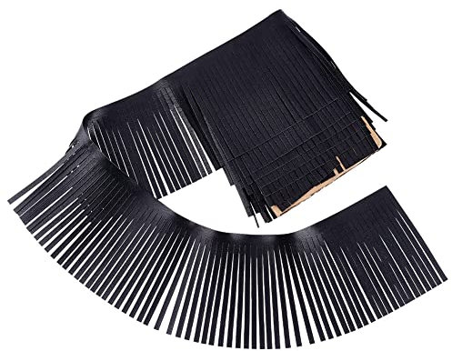 PandaHall 2 Yards Lederfransenbesatz 2m PU-Leder-Quasten Schwarzer Quastenbesatz DIY-Tanzrock Quaste Fransen Wickelbezug Für Kleidung Kleid DIY Lampenschirm Tasche Nähen Basteln Verzierung