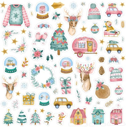 Craftelier - Chipboard Sticker zum Hinzufügen von originellen Dekorationen zu Ihrem Scrapbooking und Weihnachten Craft-Projekte | All You Need Is Christmas Collection | Enthält 80 Chipboard Stücke