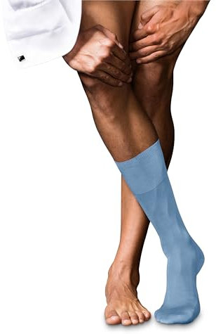 FALKE No. 9 M So cotone filo di Scozia tinta unita 1 paio, Calzini Uomo, Blu Airy Blue 6707, 41-42